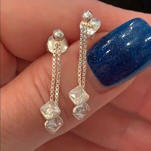 💐5/25 silver ball dangle rhinestone drop